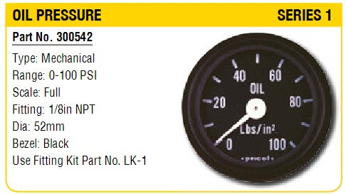 Oil Pressure Gauge 0-100 S1 BB Mechanical